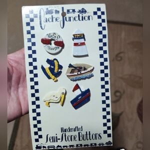 Cache Junction Set Of 6 Nautical / Sea Handcrafted Semi-Stone Painted Buttons